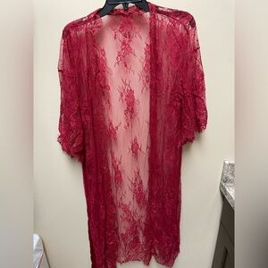 Red Lace Kimono Robe